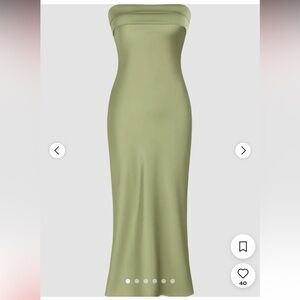 New Cider olive green strapless mermaid midi dress Sz XS